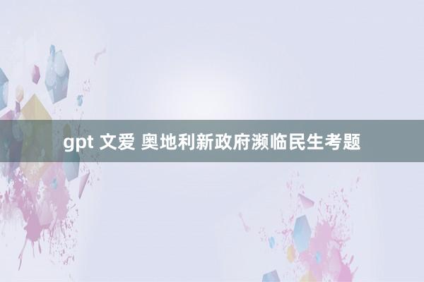 gpt 文爱 奥地利新政府濒临民生考题