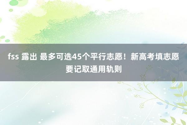 fss 露出 最多可选45个平行志愿！新高考填志愿要记取通用轨则