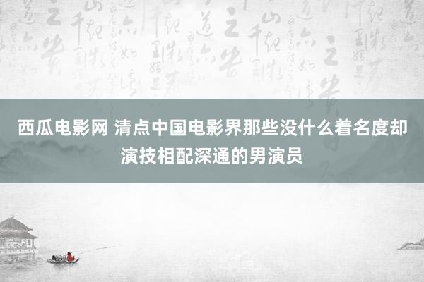 西瓜电影网 清点中国电影界那些没什么着名度却演技相配深通的男演员
